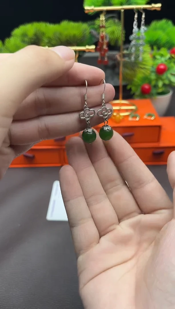 玛瑙/玉髓耳饰银S925镶嵌532