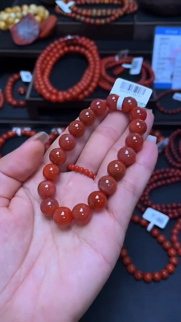 未镶嵌手串南红玛瑙N08凉山柿子红10mm