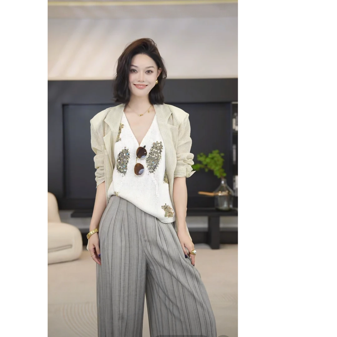 「星光流转」XY001-61气质针织时尚休闲夏季宽松纯色无袖上衣