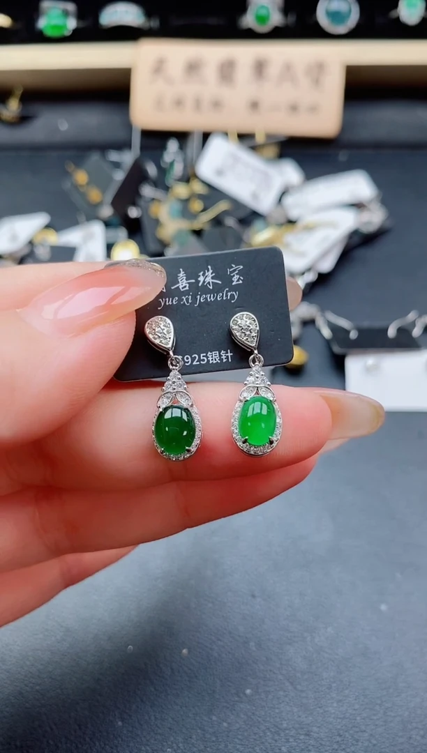 银S925镶嵌戒指翡翠1
