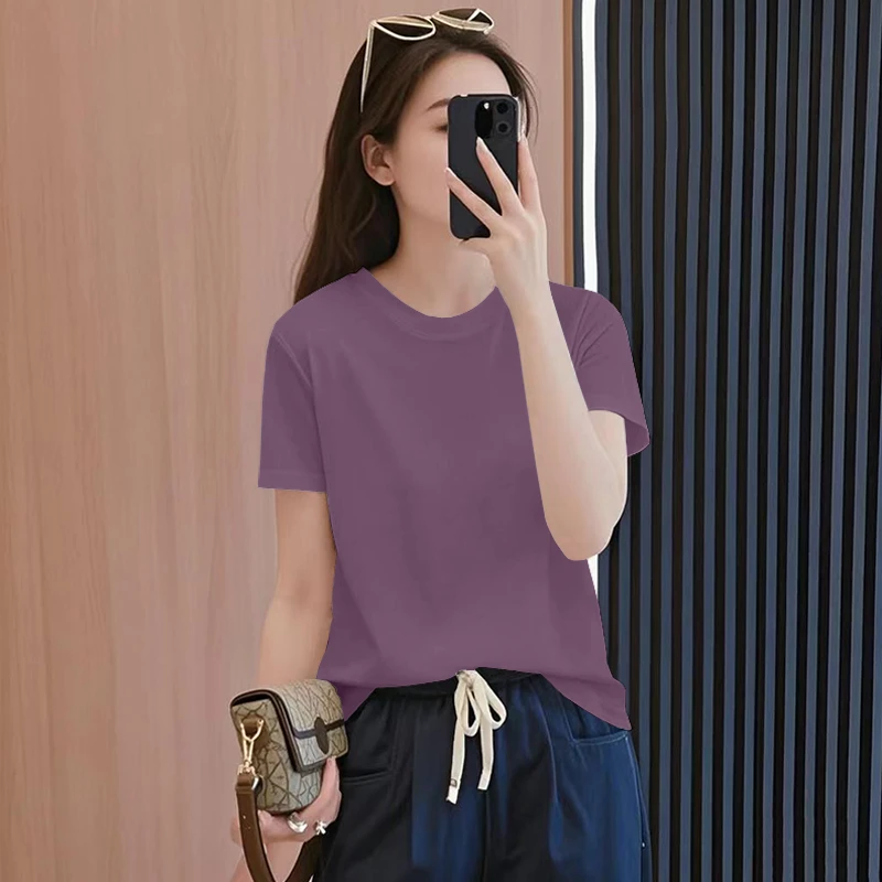 宽松大码洋气休闲2025新款夏季短袖t恤通勤时尚潮流圆领女士上衣