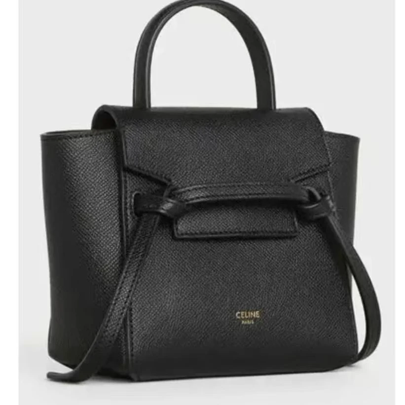 95新 Celine/思琳 鲶鱼包pico黑色金扣牛皮卋80163163