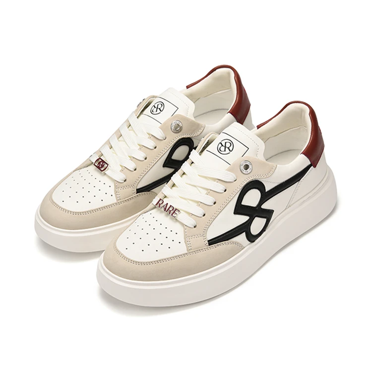【牛皮革】RARE威雅男鞋2025新款时尚卡其拼红潮流舒适休闲鞋