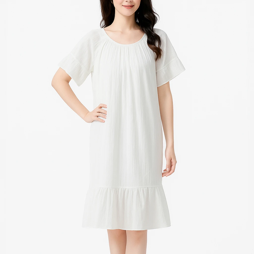 【Q004】双层棉纱夏季100%纯棉家居裙夏季宽松连衣裙休闲居家裙