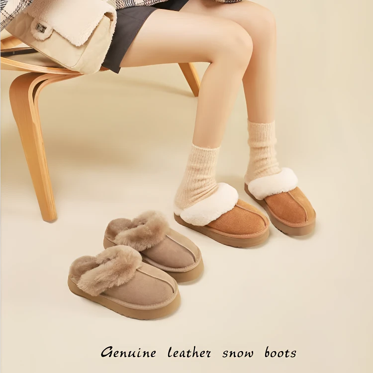 【羊皮毛一体】桑坡2024年秋冬爆款星星拖包头拖增高时尚厚底星拖