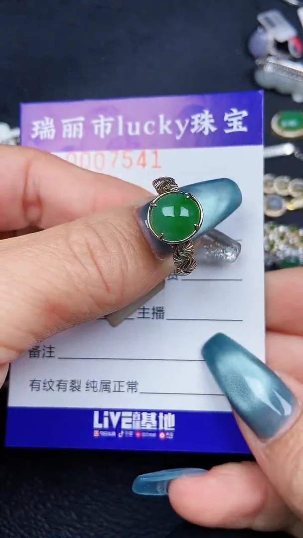 颈饰银S925镶嵌翡翠7541