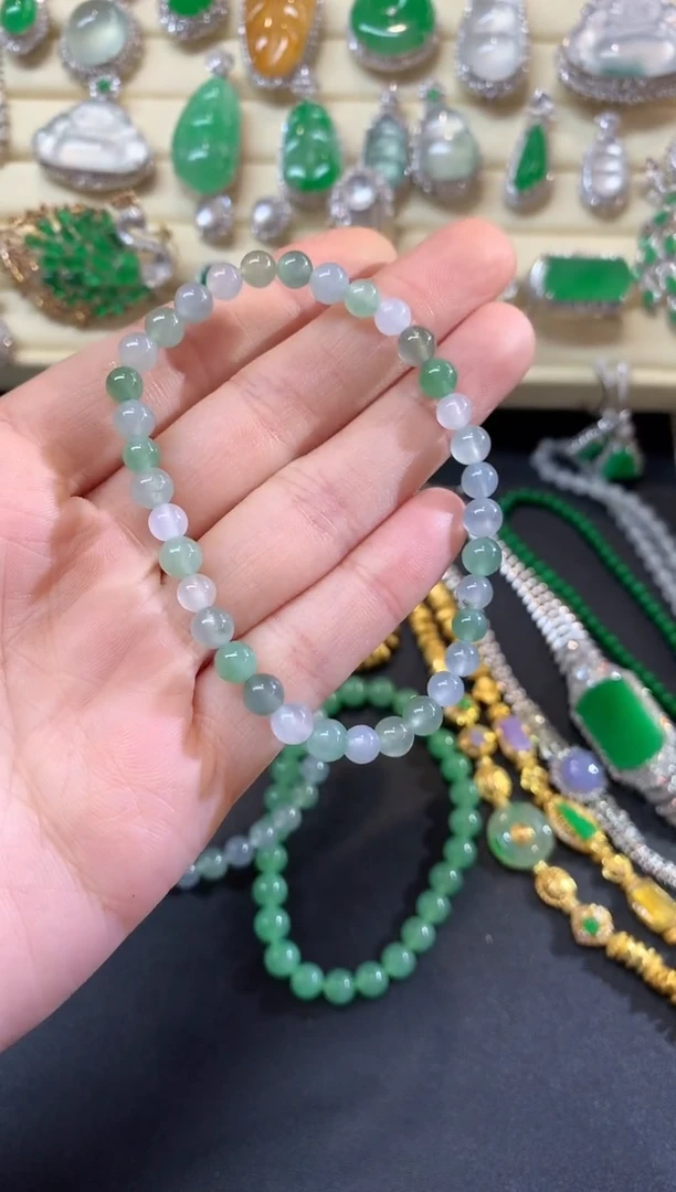 未镶嵌手串翡翠手串|400+25