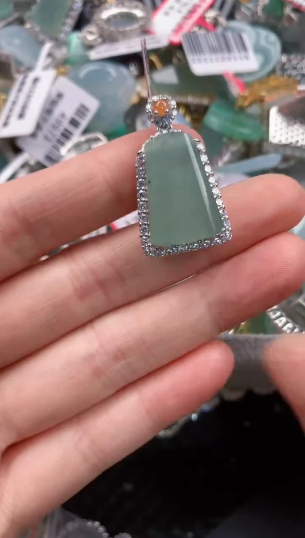 银S925镶嵌戒指翡翠1414---1