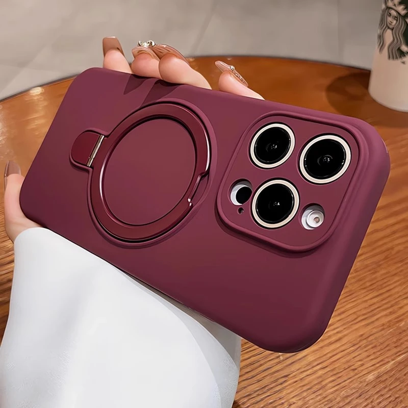 磁吸折叠支架适用苹果16/17promax手机壳液态硅胶iphone15全包14