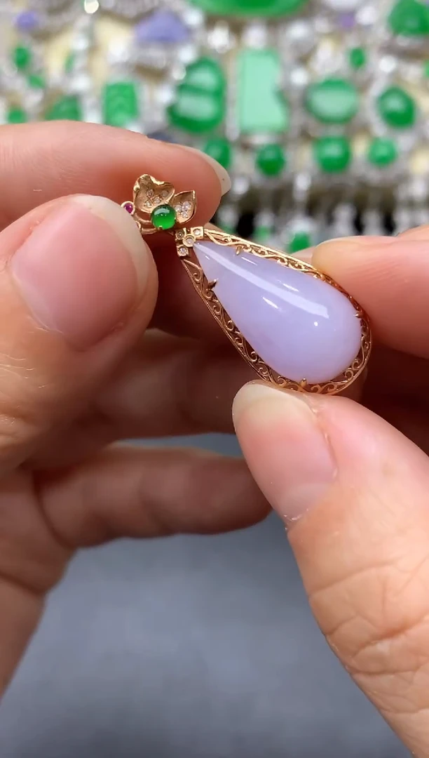 颈饰18K金镶嵌翡翠414-中国好珍宝