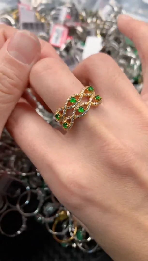 银S925镶嵌戒指翡翠444   8