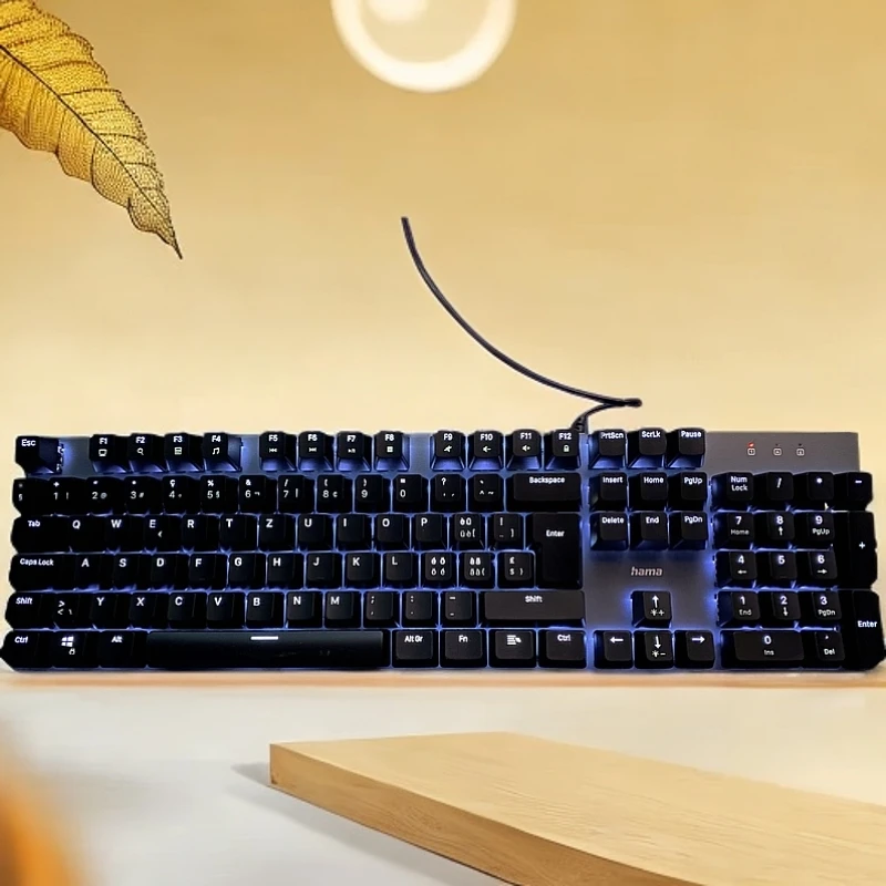 hama高端黑轴背光网吧电竞馆家用游戏竞技通用有线机械键盘