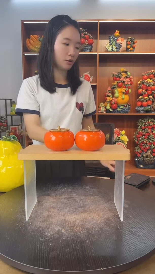 陶瓷柿子一对摆件