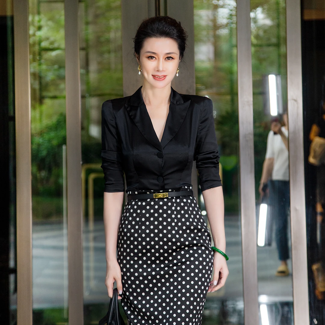 EDFNOT/杨红霞汝意MSZZ黑色真丝西装上衣1079