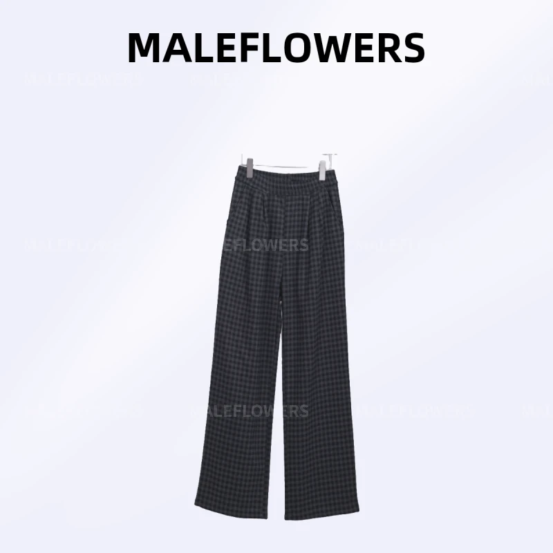 东倪原创秋冬长裤休闲裤时尚垂感复古格子裤格纹显瘦 84D967