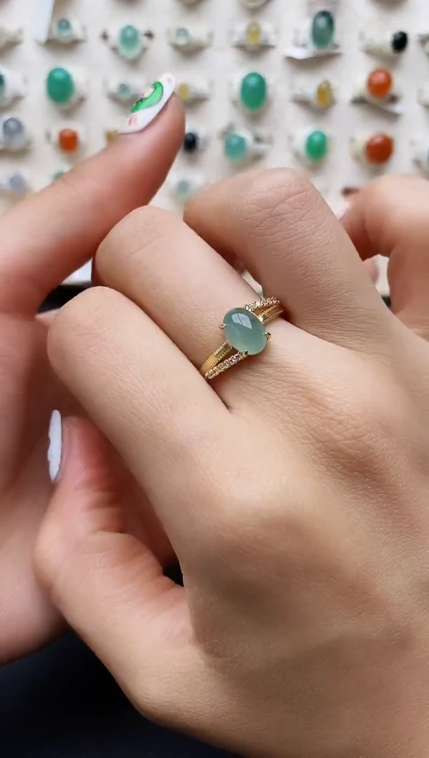 【闪购商品】翡翠戒指银S925镶嵌缅甸翡翠