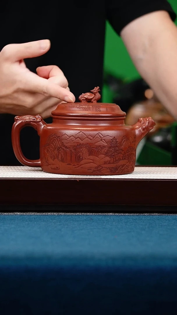 茶壶紫砂玫瑰金沙龙德钟