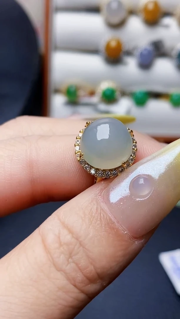 银S925镶嵌戒指翡翠6663