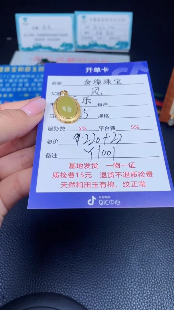 颈饰银S925镶嵌和田玉风*F1001
