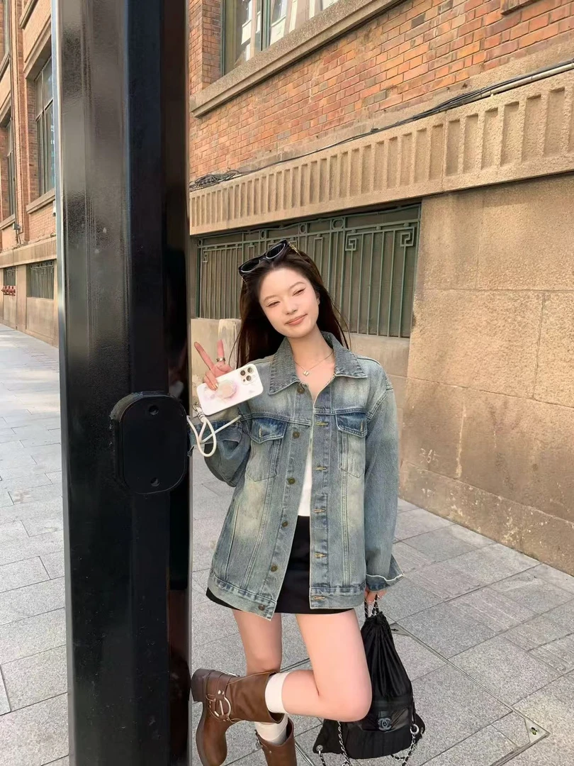 113Q春季常规女长袖外套牛仔上衣轻奢百搭HG2353