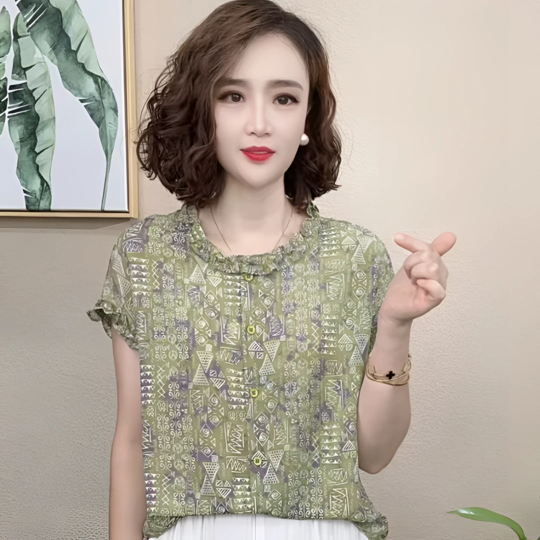 《503》夏季女装衬衫薄款碎花法式休闲美式衬衣森系