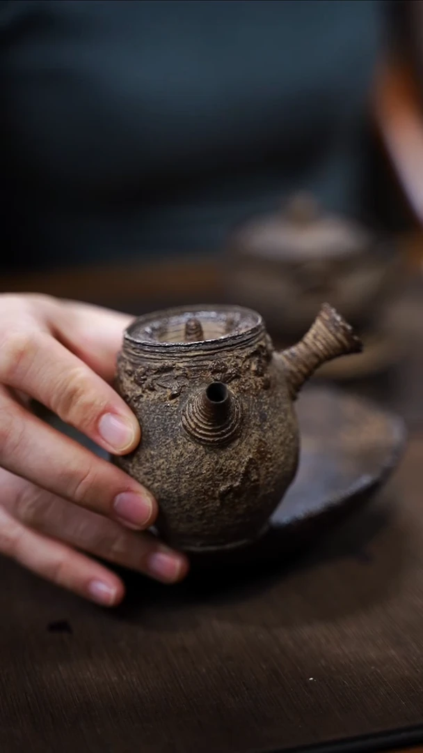 全手工制作  古南蛮侧把壶