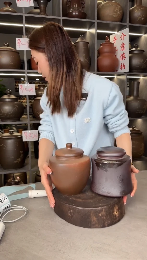 【闪购商品】罐本陶手作泥兴陶八两装茶叶罐瑕疵气泡两个