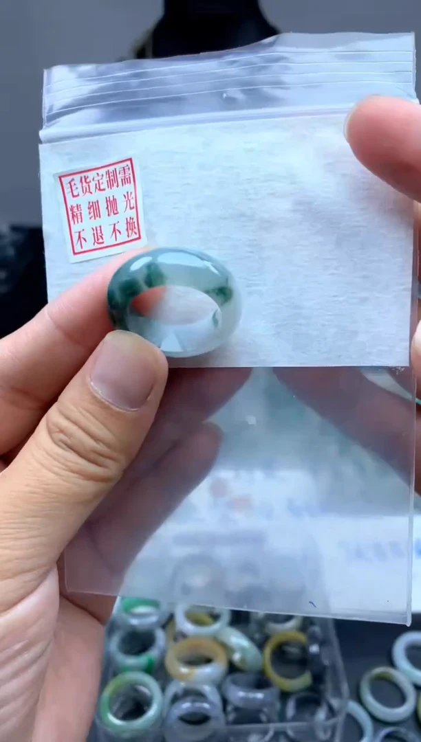 定制翡翠未镶嵌毛货需精细抛光戒圈18#