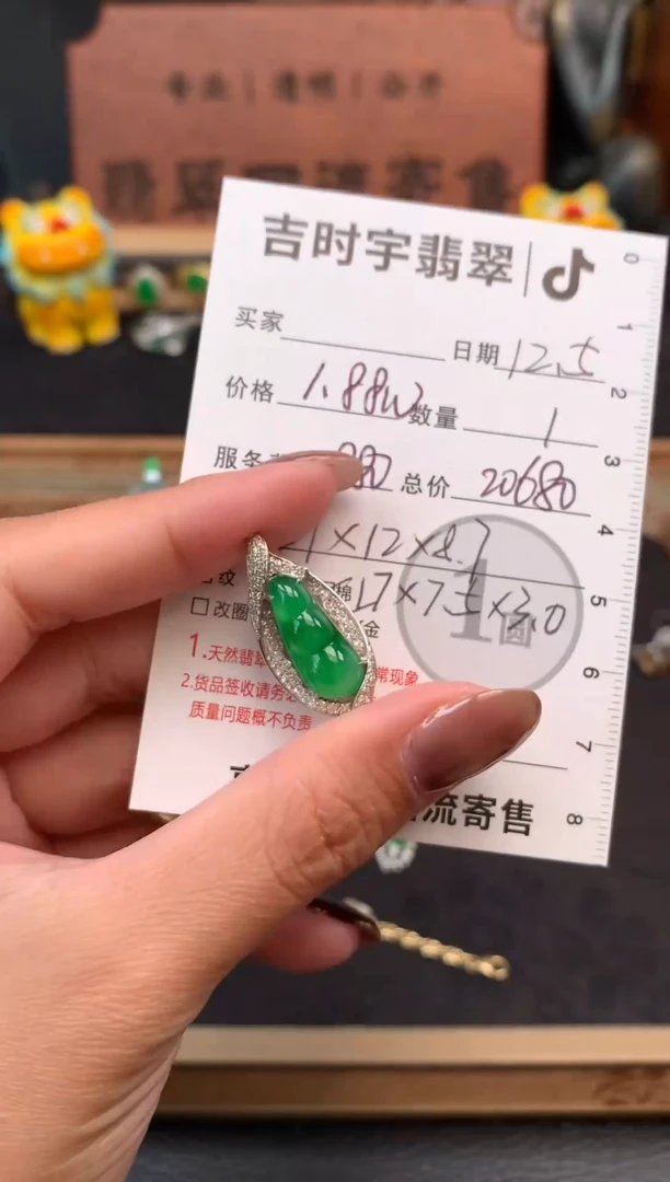 吊坠(不含链)18K金镶嵌翡翠吊坠-17
