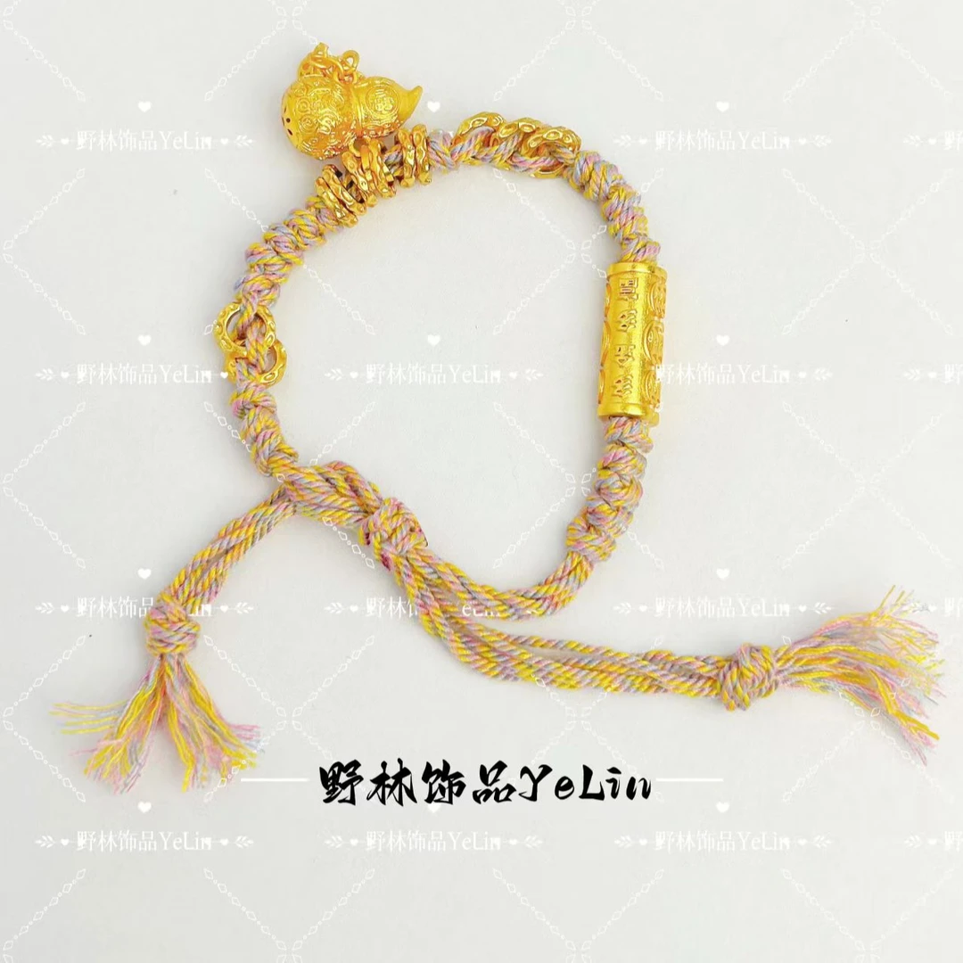 铜合金手链 铜合金 六字真言钱币葫芦盘缠饰品女手链小众彩色