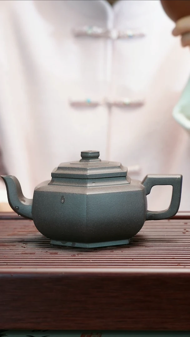 茶壶紫砂原矿天青泥  六方雪华壶  320cc2