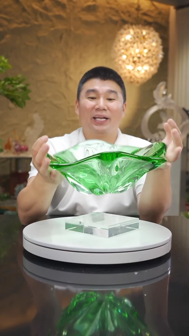 琉璃手工艺品福利绿色郁金香果盘