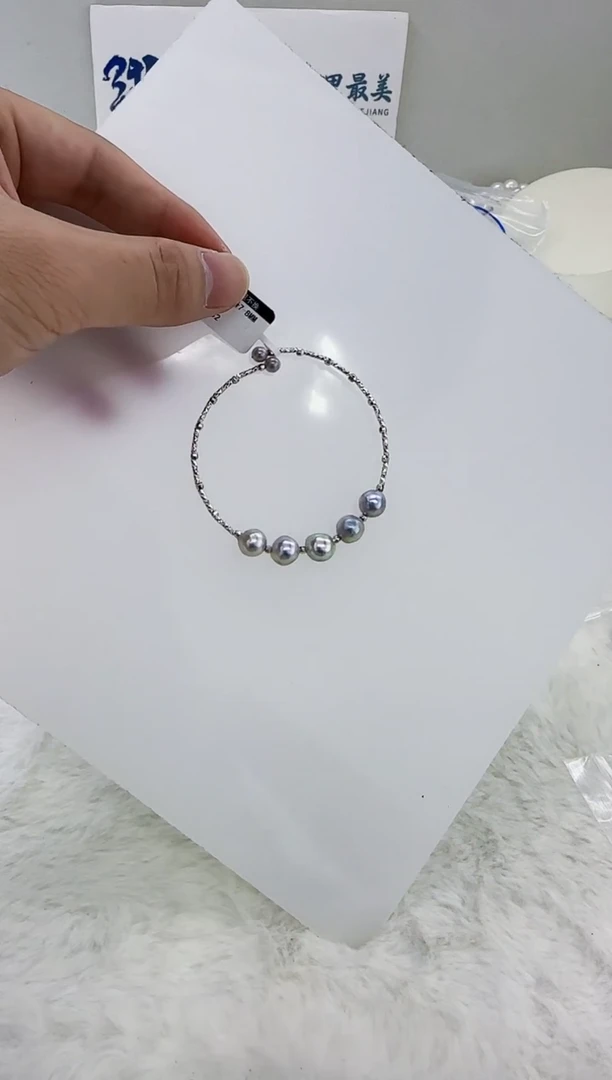 未镶嵌海水珍珠DA海水灰珠手镯 y132