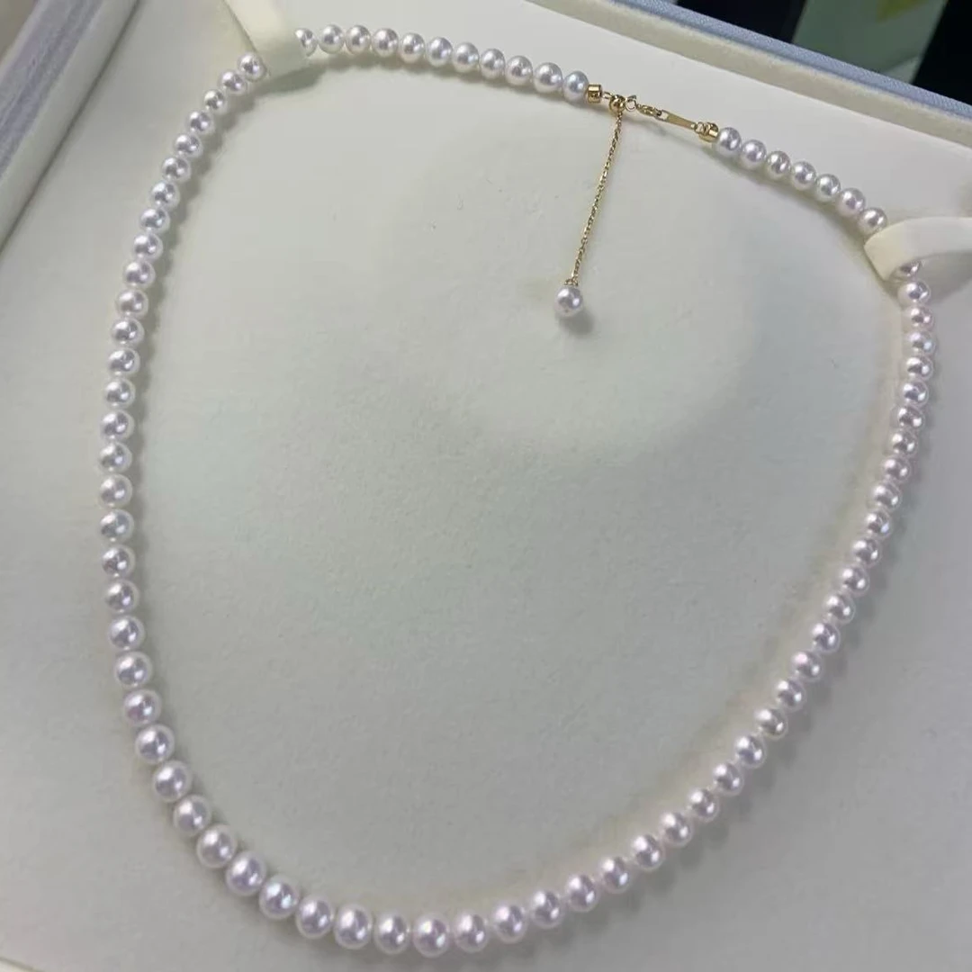 3-5mm极光正圆无暇炫彩锁骨链小米珠项链 40+5cm经典叠戴