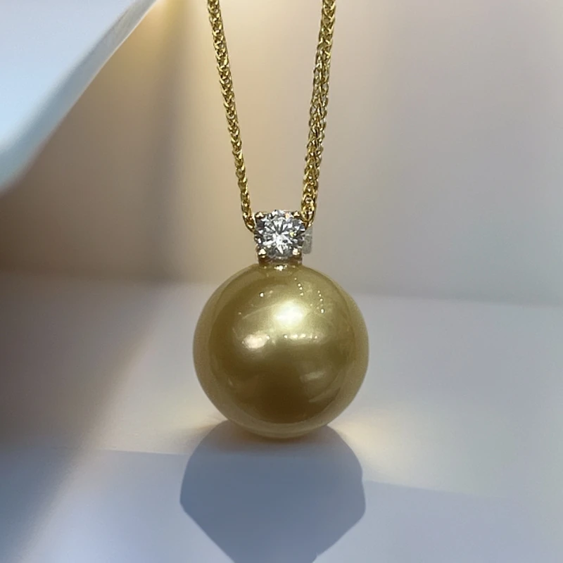 天然海水珍珠金珠吊坠18K金王妃款经典时尚百搭130