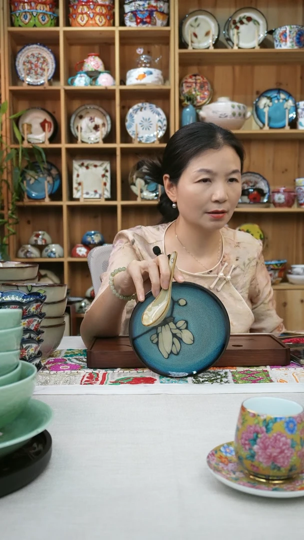 瓷片小可陶瓷高温釉下彩一组各两个