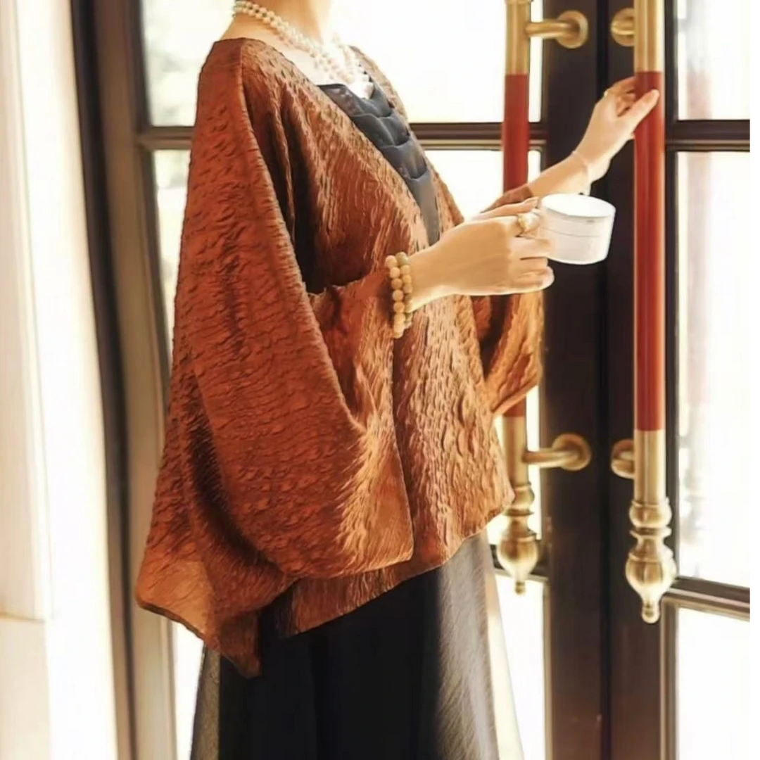 【大海轻奢】BF32603新款日晒棕拼纱百搭气质设计师款时尚上衣