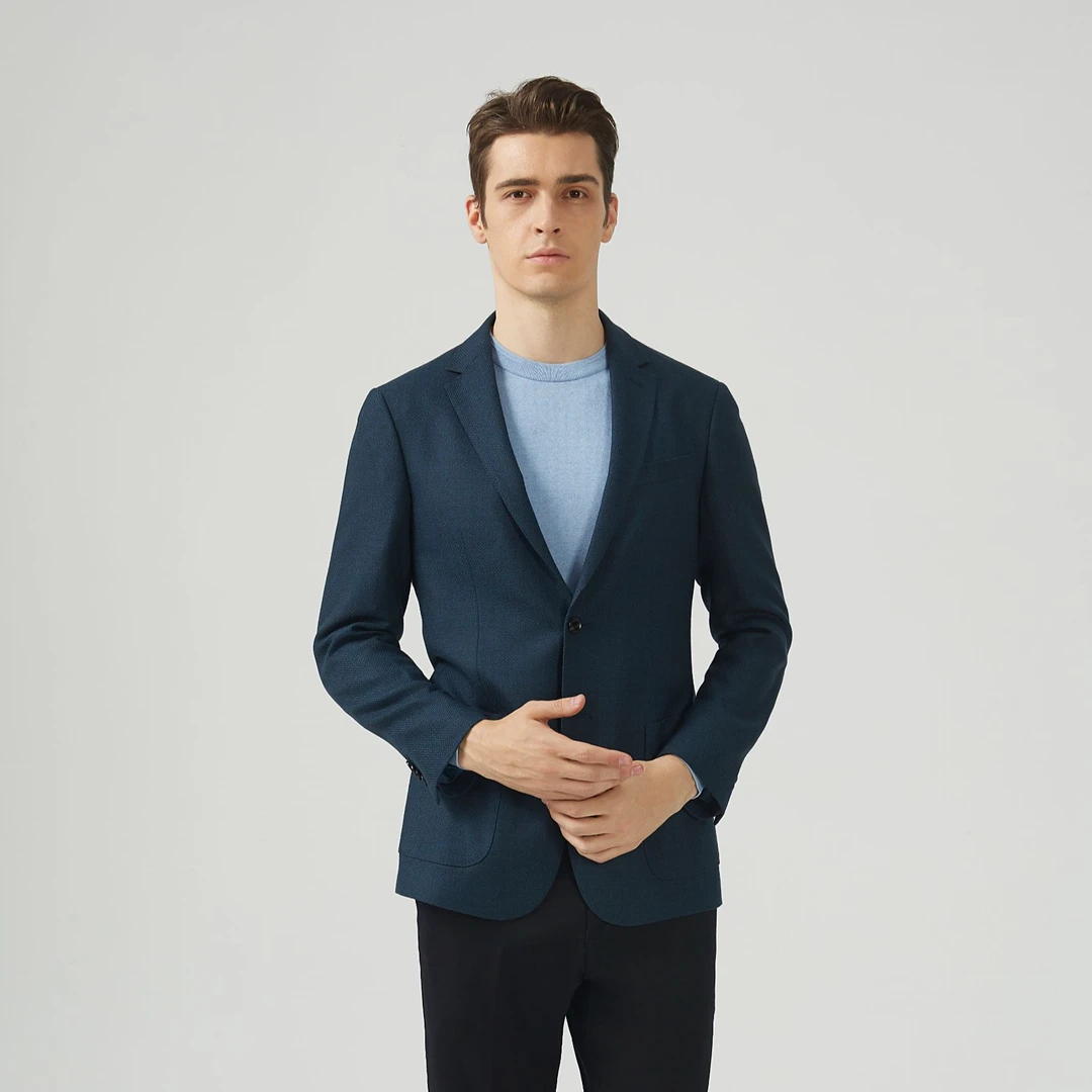 【纳巴罗】838墨绿色时尚男士秋冬羊毛单西服上衣