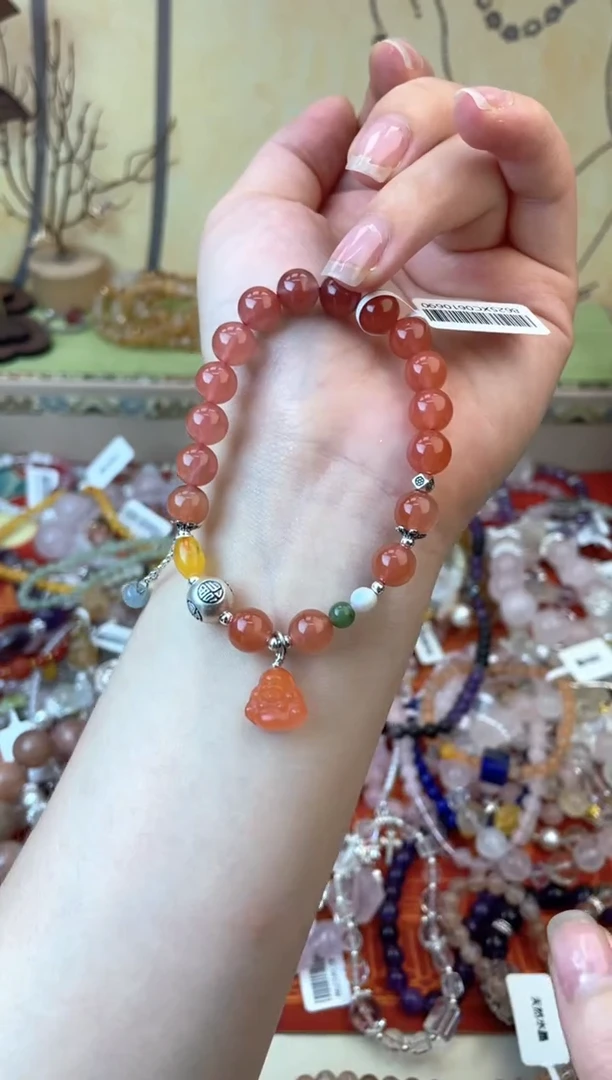 手饰玛瑙足银镶嵌424手串