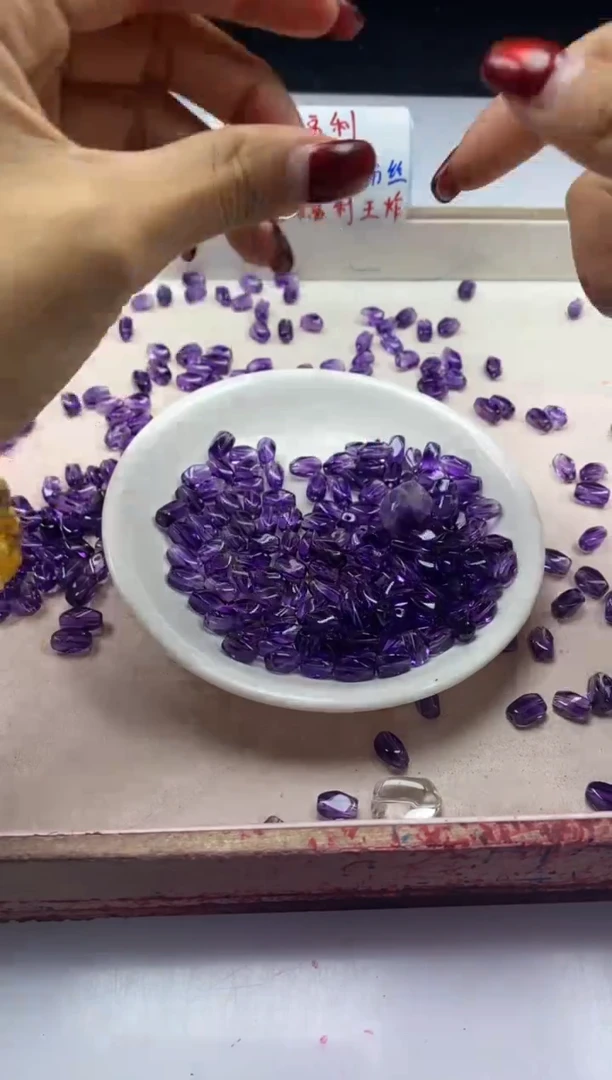 【闪购商品】水晶颈饰未镶嵌w2339紫水晶扭扭珠9*6mm*10颗