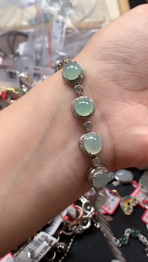 翡翠戒指银S925镶嵌天然A货缅甸翡翠