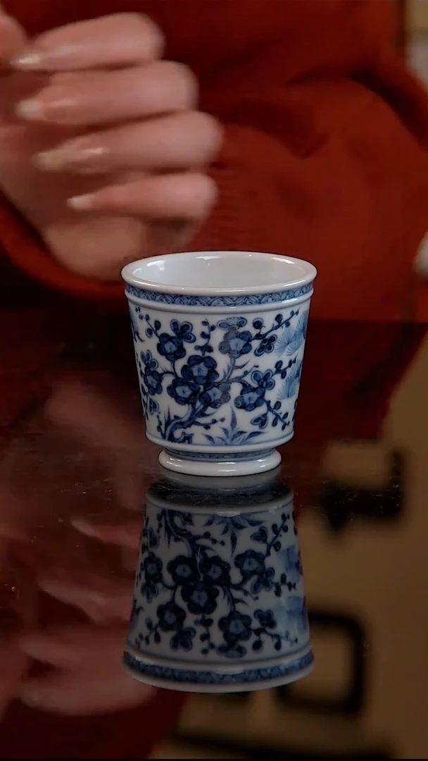 元青溯古仿元青花松竹梅闻香杯