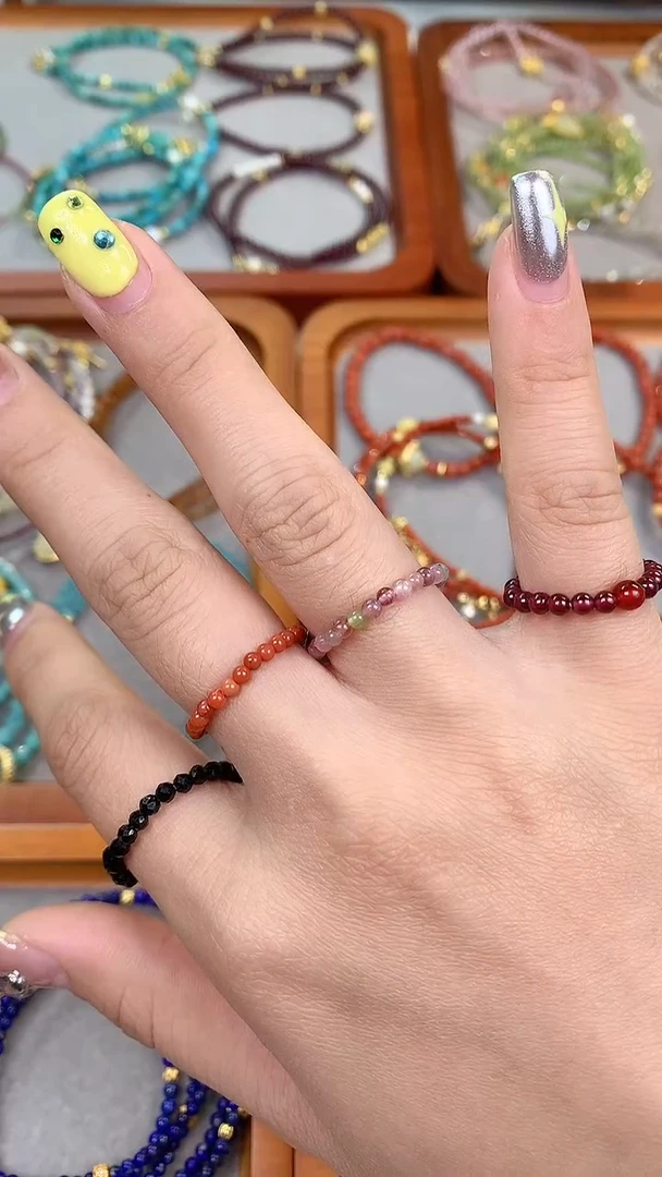 【闪购商品】碧玺戒指银S925镶嵌6厘米周长戒指