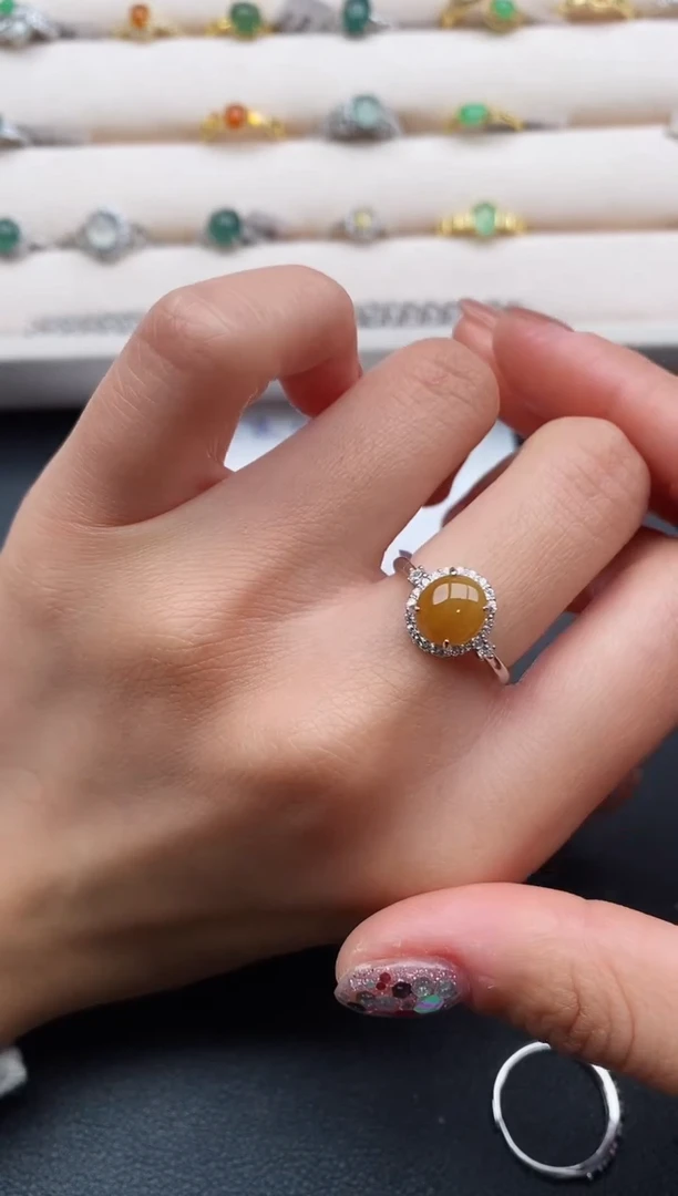 银S925镶嵌戒指翡翠666666+2