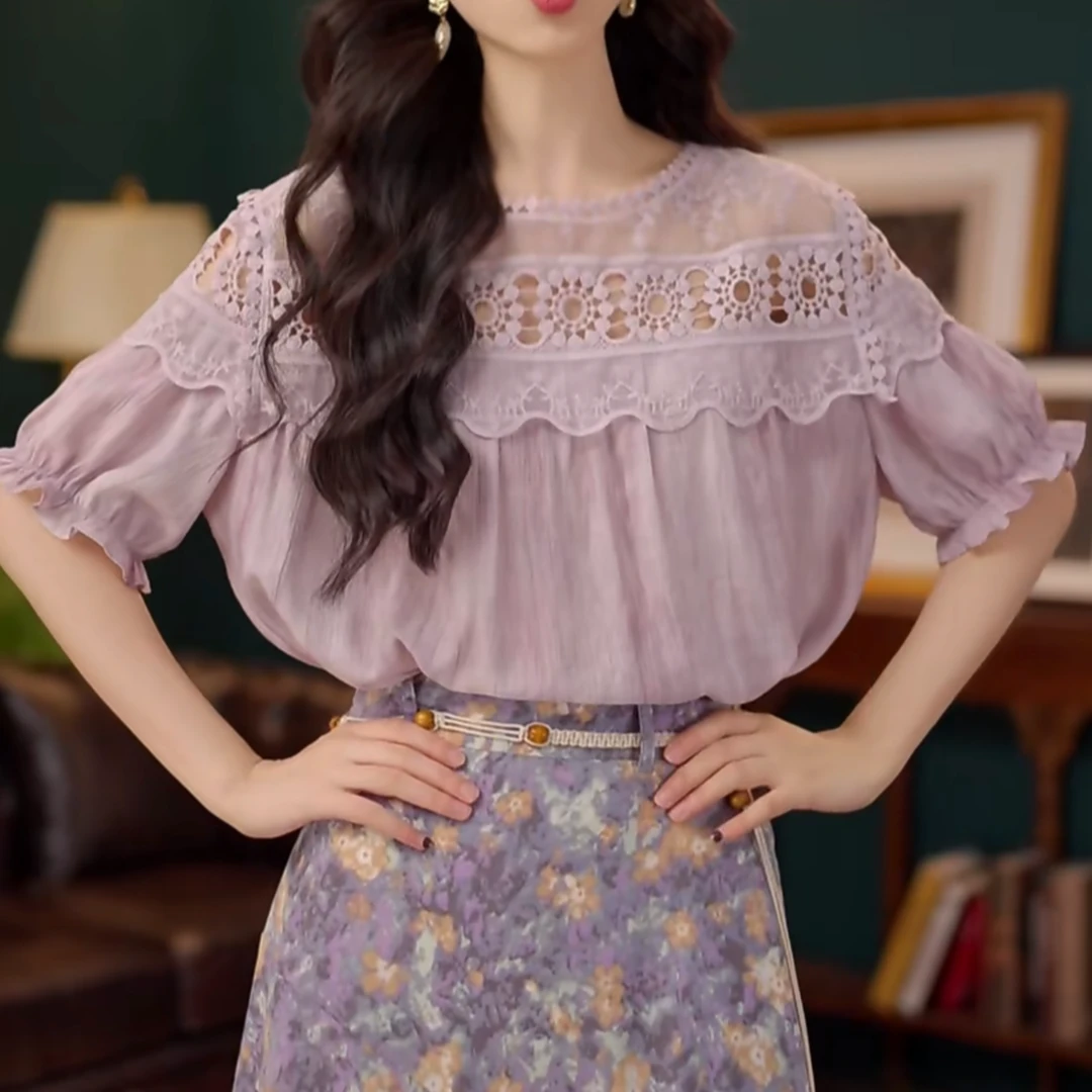 温柔衬衣休闲百搭短袖衬衫女夏季上衣