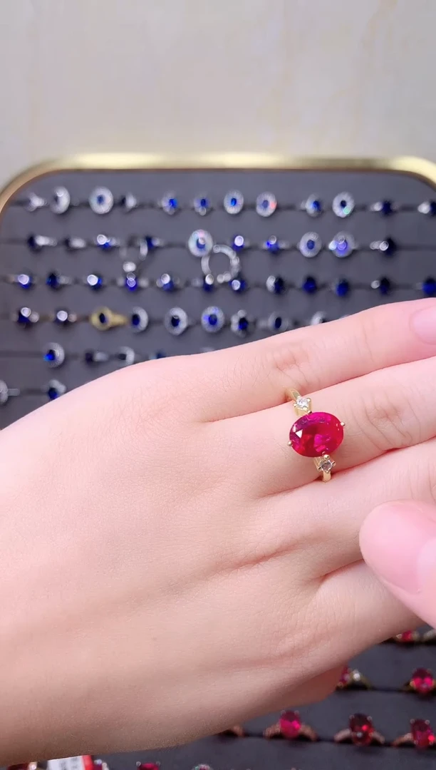 红宝石戒指银S925镶嵌52652