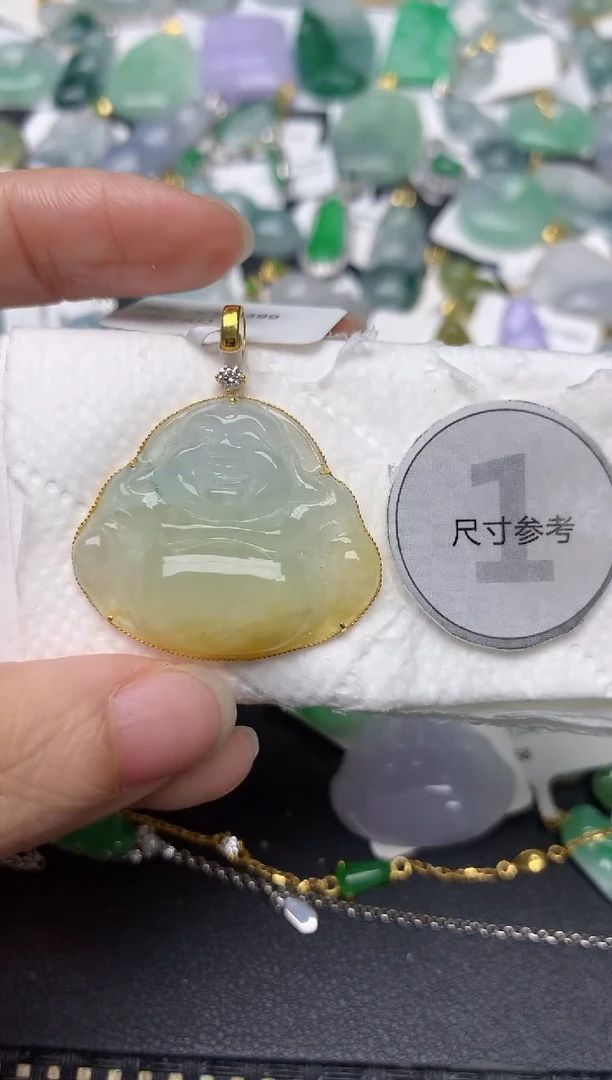 颈饰18K金镶嵌翡翠天然缅甸A货翡翠