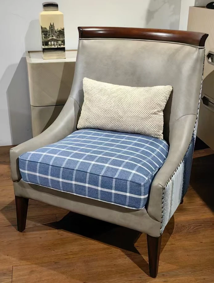 【欧美外单】CB01-AC06A(灰皮+M17布)休闲椅730*800*1010