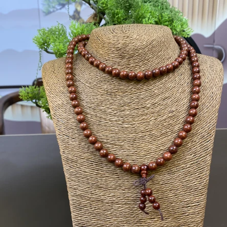 小叶紫檀珠串0.8红料爆星圆珠脖挂【623】