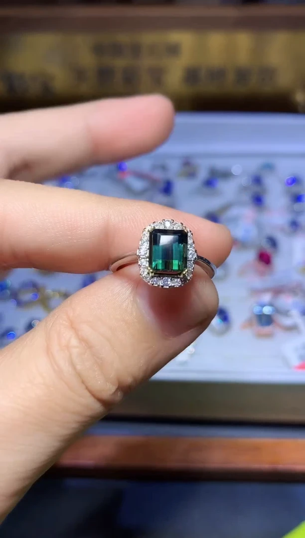 【闪购商品】碧玺戒指银S925镶嵌........